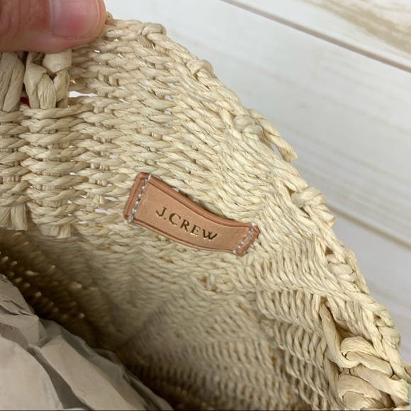 J.Crew Summer Neon White Pink Straw Color Block Crossbody Purse Shoulder Bag - Picture 11 of 15